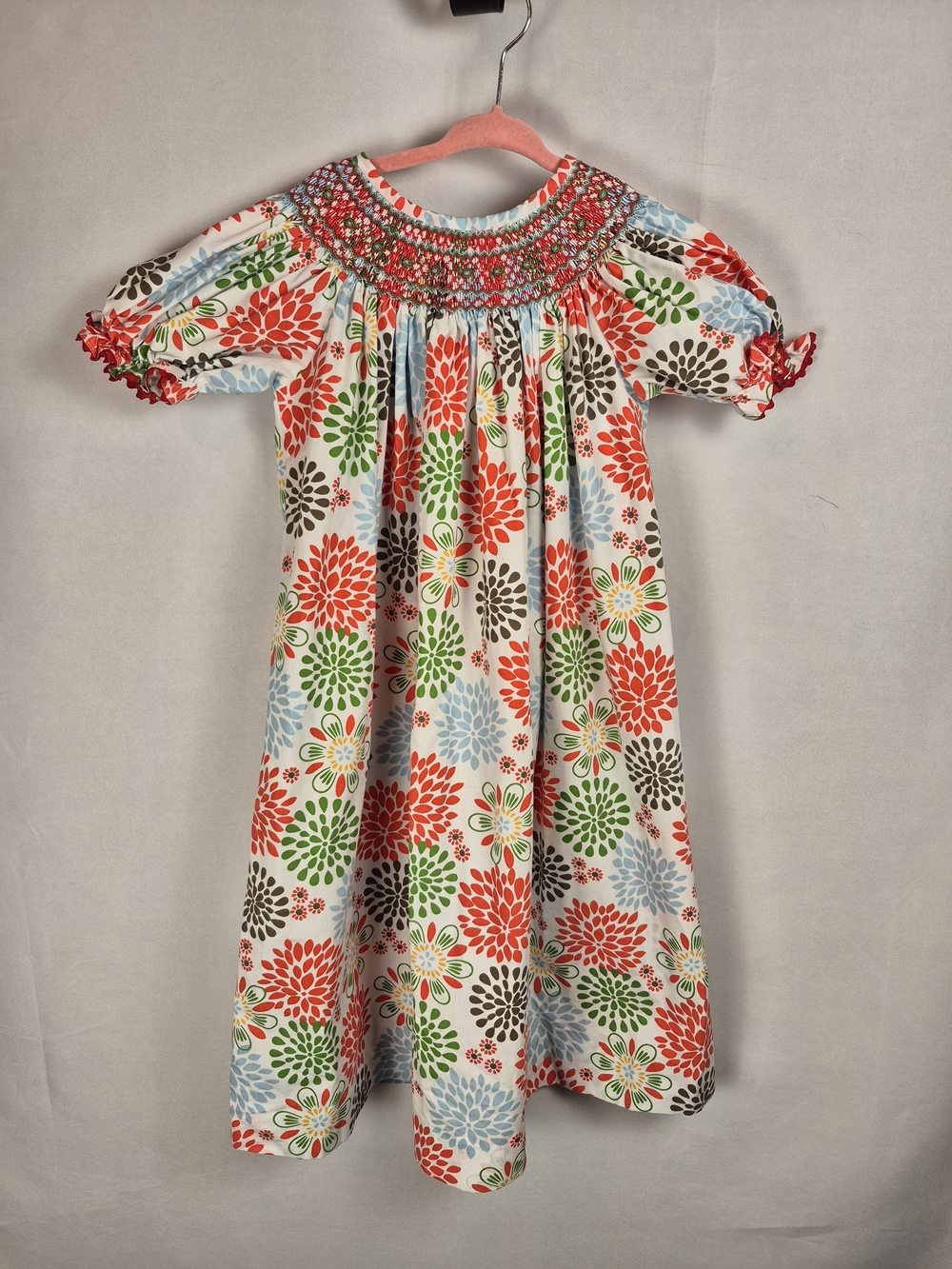 Stellybelly Smocked Floral Casual Kids Dress - Size 6